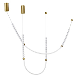 Подвесной светильник с 3-мя изогнутыми плафонами и белыми декоративными шариками PEARLS Suspension варинант исполнения - 2 | Loft Concept в Саратове