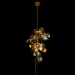 Люстра подвесная вытянутой формы с плафонами из стекла и металла с тремя вертикальными подвесками Gilded Mirage  варинант исполнения - 7 | Loft Concept в Саратове