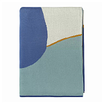 Плед из хлопка синего цвета с абстрактным принтом Elysian Flow Ocean варинант исполнения - 2 | Loft Concept в Саратове