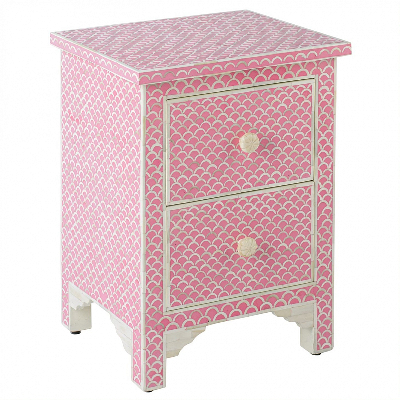 Тумбочка Pink Indian Bone Inlay nightstand Розовый в Саратове | Loft Concept 