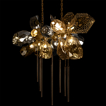 Люстра подвесная с 18-ю стеклянными плафонами с вертикальными подвесками Gilded Mirage  варинант исполнения - 8 | Loft Concept в Саратове