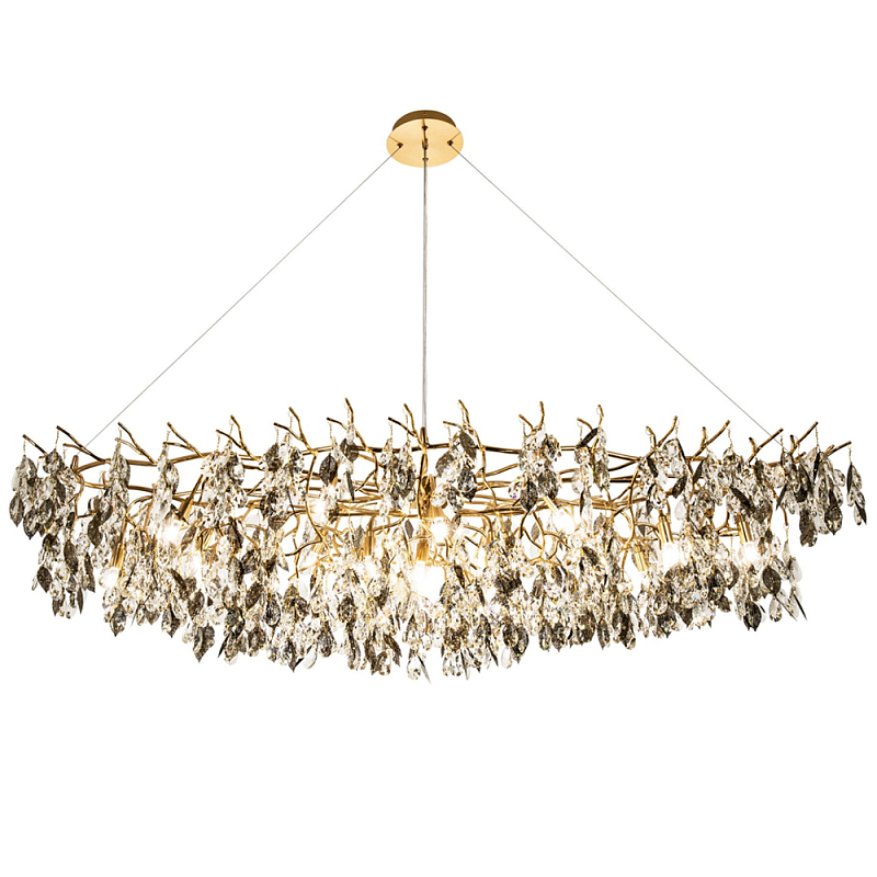Люстра с хрустальными подвесками и металлическими в виде листьев Fairytree Light Chandelier 20 Золотой Прозрачный Люстра с хрустальными подвесками и металлическими в виде листьев Fairytree Light Chandelier 20 Золотой Прозрачный в Саратове | Loft Concept