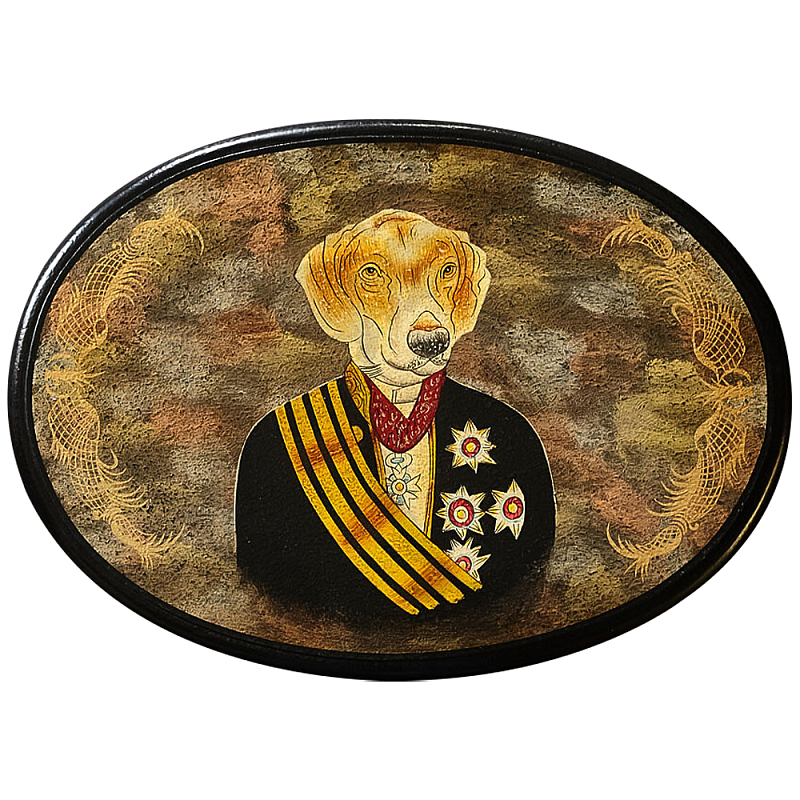 Картина в овальной раме Chinoiserie Labrador Dog Portrait Золотой Черный Красный Мульти Картина в овальной раме Chinoiserie Labrador Dog Portrait Золотой Черный Красный Мульти в Саратове | Loft Concept