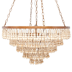 Круглая многоярусная люстра с круглыми деревянными подвесками Wooden Beads Chandelier Cream варинант исполнения - 3 | Loft Concept в Саратове