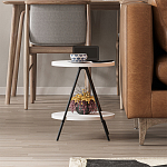 Стол приставной с 2-мя круглыми белыми столешницами ESSEL SIDE TABLE WHITE варинант исполнения - 10 | Loft Concept в Саратове