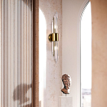 Бра с декором в виде хрустальных трубочек Nembus Brass Round Glass Wall Lamp варинант исполнения - 2 | Loft Concept в Саратове