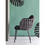 Стул мягкий с декором в виде плетеных лент на спинке и подлокотниках Semicircular Chair Decorated with Ribbons варинант исполнения - 2 | Loft Concept в Саратове