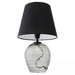 Настольная лампа с черным тканевым абажуром и фактурным прозрачным основанием Black Cone варинант исполнения - 2 | Loft Concept в Саратове