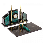 Настольный письменный набор из змеевика с часами Successful Leader варинант исполнения - 2 | Loft Concept в Саратове