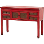 Деревянная консоль в китайском стиле с ящиками и дверцами красная Chinese Console Table варинант исполнения - 2 | Loft Concept в Саратове