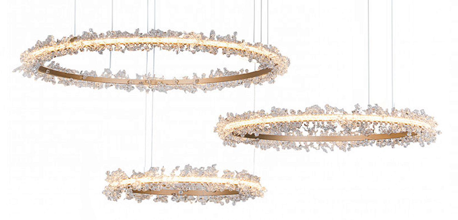 Люстра Crystal round chandelier Люстра 3 кольца Матовое Золото Люстра Crystal round chandelier Люстра 3 кольца Матовое Золото - Loft-Concept в Саратове