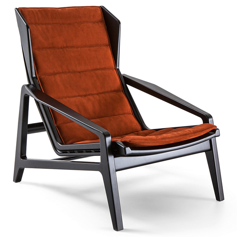 Дизайнерское кресло с подлокотниками из массива дерева Gio Ponti D.156.3 Armchair Черный Оранжевый Дизайнерское кресло с подлокотниками из массива дерева Gio Ponti D.156.3 Armchair Черный Оранжевый в Саратове | Loft Concept