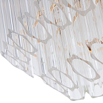 Люстра подвесная многослойная с прозрачными хрустальными трубками и золотистым каркасом Hexagon Tube Light варинант исполнения - 3 | Loft Concept в Саратове