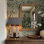 Настольная лампа с основанием из натурального камня c серым прямоугольным абажуром Lapis Tiburtinus варинант исполнения - 5 | Loft Concept в Саратове