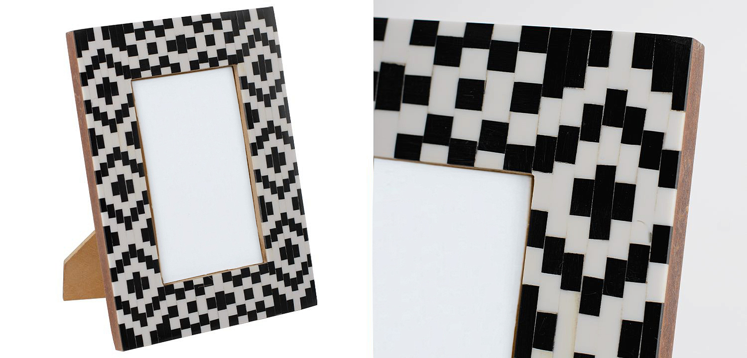 Фоторамка кость Black&white Indian Bone Inlay photo frame Фоторамка кость Black&white Indian Bone Inlay photo frame - Loft-Concept в Саратове