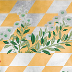 Обои ручная роспись Tiled Meadow Original colourway on Egyptian Gold gilded paper варинант исполнения - 2 | Loft Concept в Саратове