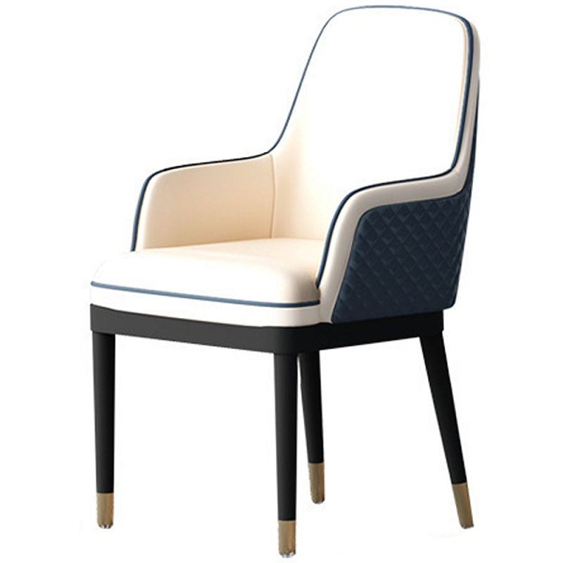Стул с подлокотниками Helen Chair Dark Blue White Белый Синий Черный Стул с подлокотниками Helen Chair Dark Blue White Белый Синий Черный в Саратове | Loft Concept