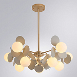 Люстра на штанге с 10-ю белым шарообразным плафоном и декоративными металлическими элементами в виде лепестков серого цвета Matisse варинант исполнения - 2 | Loft Concept в Саратове