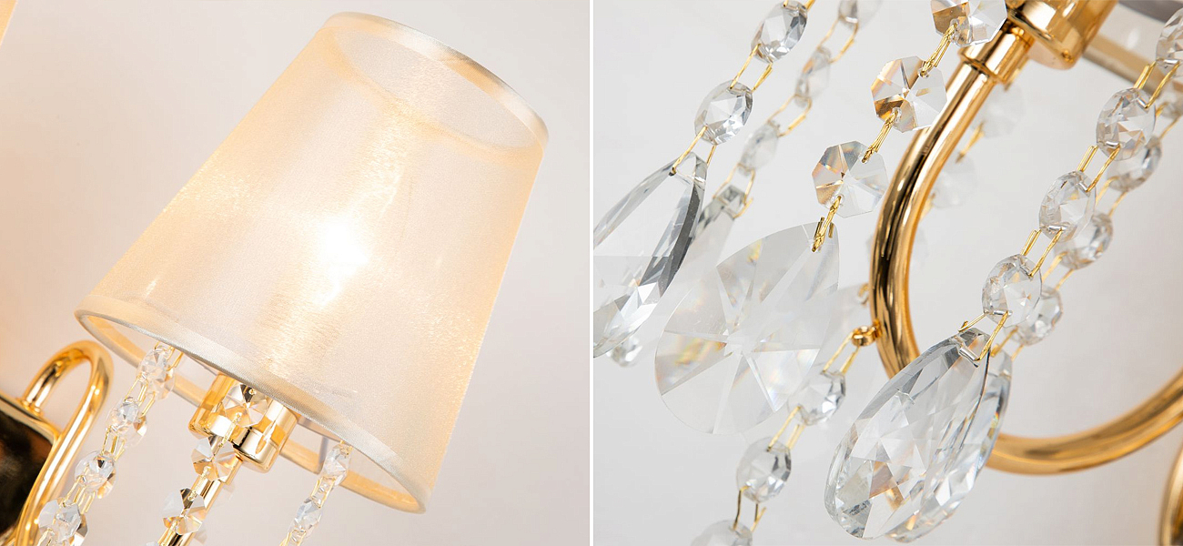 Двойное бра золотого цвета с хрустальным декором Dainty Light Двойное бра золотого цвета с хрустальным декором Dainty Light - Loft-Concept в Саратове