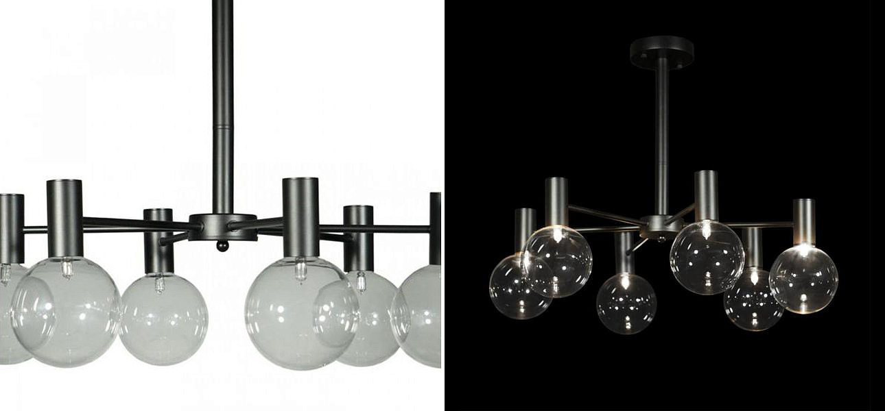 Люстра с дымчатым стеклом Smoke Glass BLACK 6 ламп Люстра с дымчатым стеклом Smoke Glass BLACK 6 ламп - Loft-Concept в Саратове
