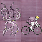 Плитка с узором Осьминог велосипедист варинант исполнения - 1 | Loft Concept в Саратове