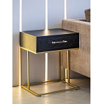 Приставной столик с резным узором на выдвижном ящике Black Table Carved Pattern варинант исполнения - 7 | Loft Concept в Саратове