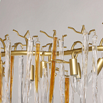 Люстра линейная золотого цвета с декоративными ветвями и длинными стеклянными подвесками в форме сосулек Droplet Chandelier варинант исполнения - 8 | Loft Concept в Саратове