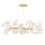 Люстра круглая с белыми лепестками из керамики и прозрачными хрустальными цветками Диаметр 82 см Wintery flovers варинант исполнения - 3 | Loft Concept в Саратове