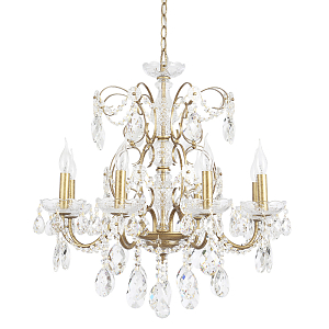 Люстра с хрустальными подвесками и цепочками Диаметр 68 см RH Rococo Iron & Crystal Chandelier