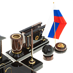 Настольный письменный набор с часами из природного камня обсидиана Peace Contract варинант исполнения - 5 | Loft Concept в Саратове