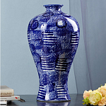 Ваза из фарфора сине-белого цвета Blue & White Ornament  варинант исполнения - 4 | Loft Concept в Саратове