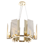 Люстра подвесная круглая с мраморными прямоугольными вставками и золотым основанием Диаметр 55 см Marble square Chandelier варинант исполнения - 1 | Loft Concept в Саратове