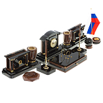 Настольный письменный набор с часами из природного камня обсидиана Peace Contract варинант исполнения - 2 | Loft Concept в Саратове