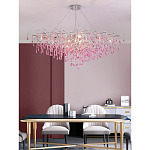 Люстра овальная с розовыми стеклянными подвесками в форме капель FAIRYTREE Light варинант исполнения - 4 | Loft Concept в Саратове