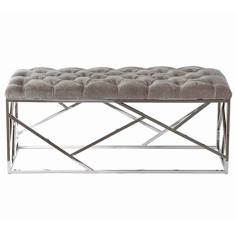 Банкетка Serene Furnishing Chromium Top Бежево-серый Хром Банкетка Serene Furnishing Chromium Top Бежево-серый Хром в Саратове | Loft Concept
