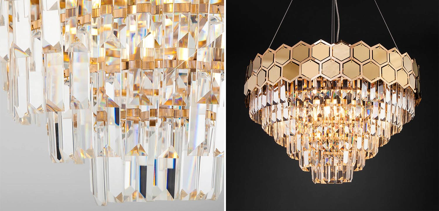 Люстра Hanging Hexagon Moira Chandelier gold Люстра Hanging Hexagon Moira Chandelier gold - Loft-Concept в Саратове