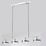 Люстра светодиодная с 4-мя круглыми прозрачными плафонами цилиндрической формы из акрила и стекла с пультом для регулировки света Glass Lamp Chromium варинант исполнения - 4 | Loft Concept в Саратове