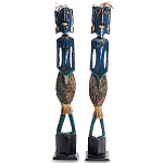 Комплект из 2-х деревянных статуэток Asmat Tall Statuettes Blue Green варинант исполнения - 1 | Loft Concept в Саратове