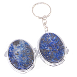 Зеркало брелок карманное двухстороннее из натурального камня Лазурит Stone Mirrors варинант исполнения - 2 | Loft Concept в Саратове