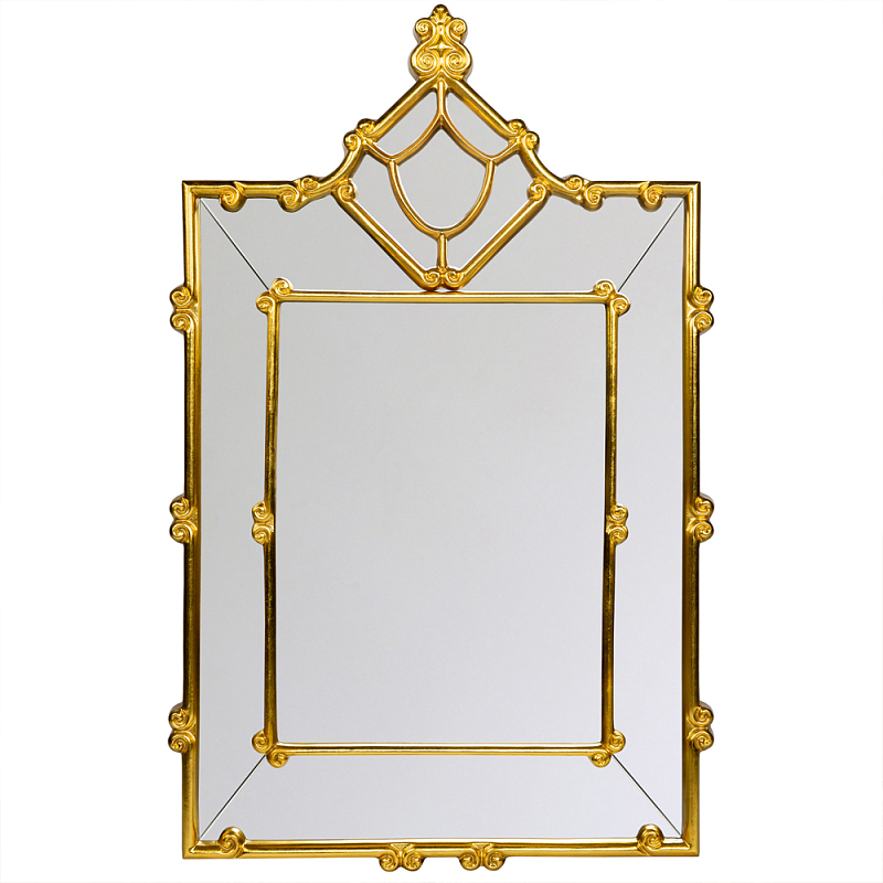 Зеркало прямоугольное Golden Classic Ornament Mirror Золотой в Саратове | Loft Concept 