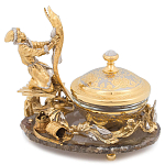 Икорница с декором "Емеля" с гравировкой на подставке из натурального камня Агат Decorative Cavair Dishes варинант исполнения - 1 | Loft Concept в Саратове