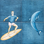 Плитка с узором Дельфин Серфингист варинант исполнения - 1 | Loft Concept в Саратове