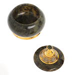 Икорница с крышкой с гравировкой из натурального камня Нефрит Decorative Cavair Dishes варинант исполнения - 7 | Loft Concept в Саратове