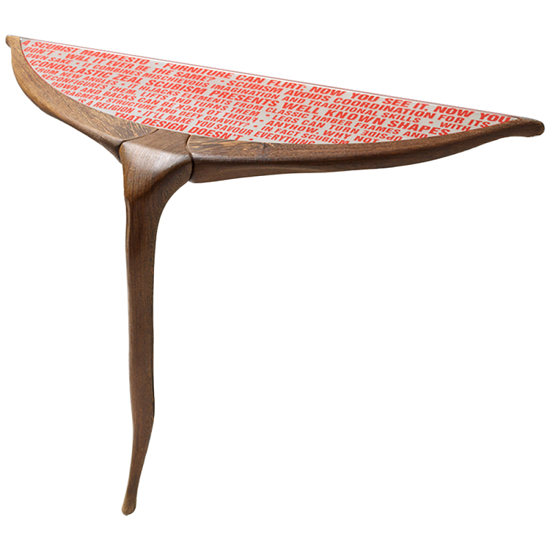 Дизайнерская консоль деревянная на одной ножке Poltronova Gallino Connsole Table Коричневый Прозрачный Красный в Саратове | Loft Concept 