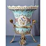 Ваза из голубого фарфора с рисунком птиц и цветов и декоративными элементами Blue Garden варинант исполнения - 7 | Loft Concept в Саратове