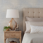 Настольная лампа на прозрачным основании с тканевым конусообразным абажуром Cream варинант исполнения - 2 | Loft Concept в Саратове