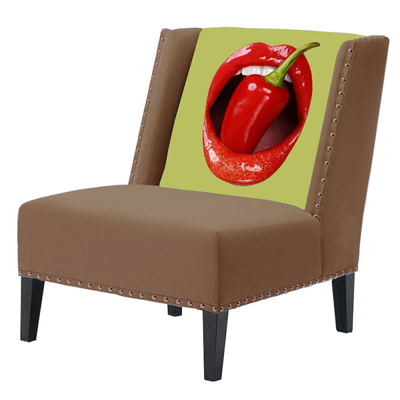 FUN Armchair "Chili Pepper" Beige Дизайнерское кресло с цветным принтом Бежевый в Саратове | Loft Concept 