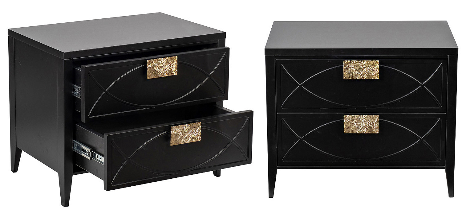 Тумба с 2-мя ящиками Amelie Black Nightstand Черная Тумба с 2-мя ящиками Amelie Black Nightstand Черная - Loft-Concept в Саратове