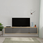 ТВ-тумба подвесная цвета древесины с 4-мя темно-серыми дверцами SPARK TV STAND OAK ANTHRACITE варинант исполнения - 1 | Loft Concept в Саратове