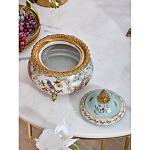 Шкатулка с крышкой из голубого фарфора с риунком птиц и цветов Blue Garden варинант исполнения - 4 | Loft Concept в Саратове